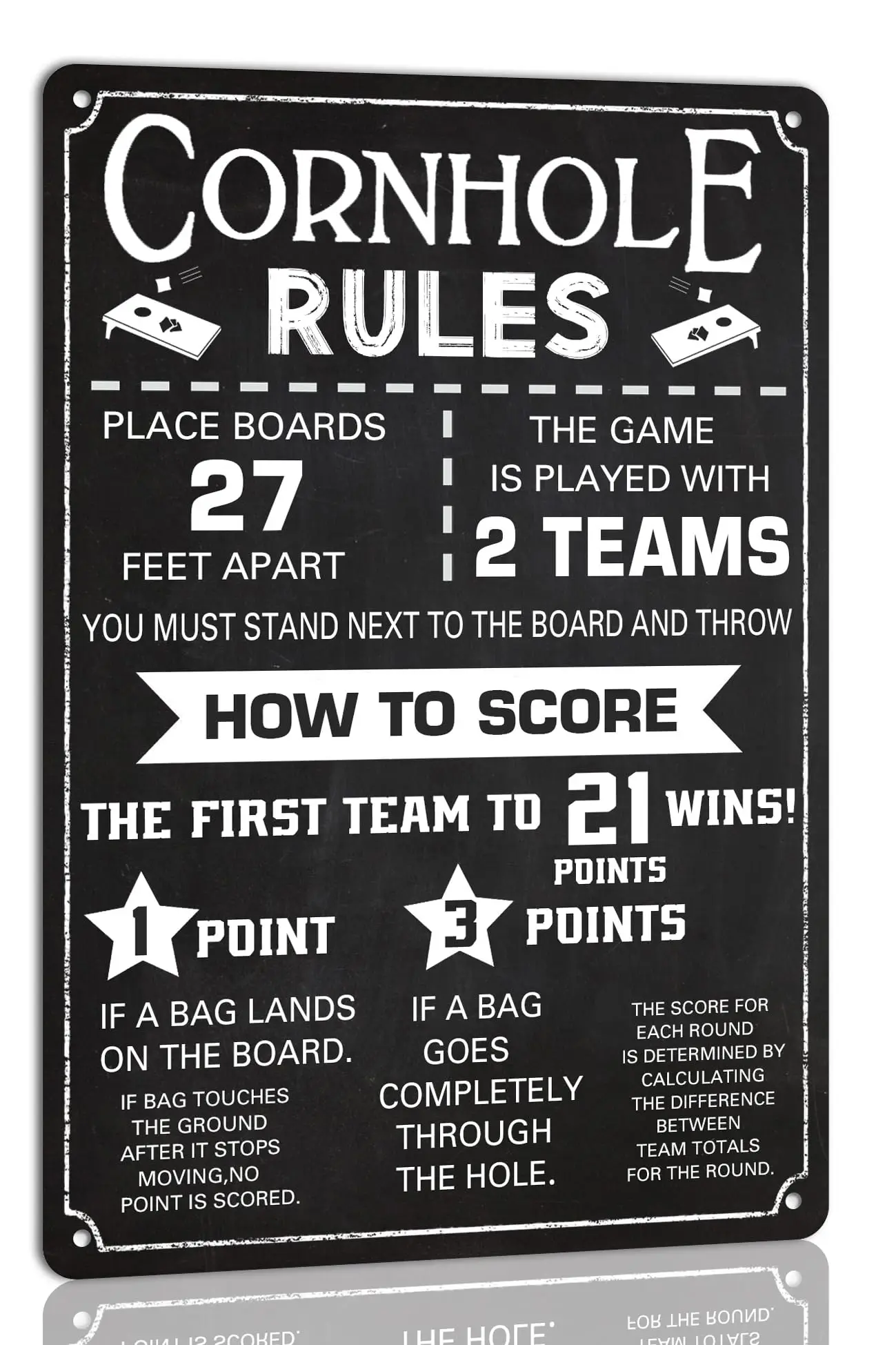 Cornhole Rules Metal Tin Sign Home Man Cave Family Games Vintage Poster Points Score Wall Decor Retro Plaque 8x12 Inch sign sign