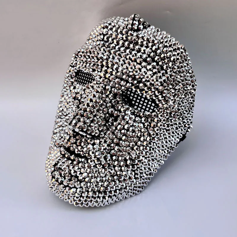 Masque de patron en strass scintillant, couverture complète du visage pour hommes et femmes, accessoires de Costume, accessoires de fête Cosplay DJ, masque de Carnaval