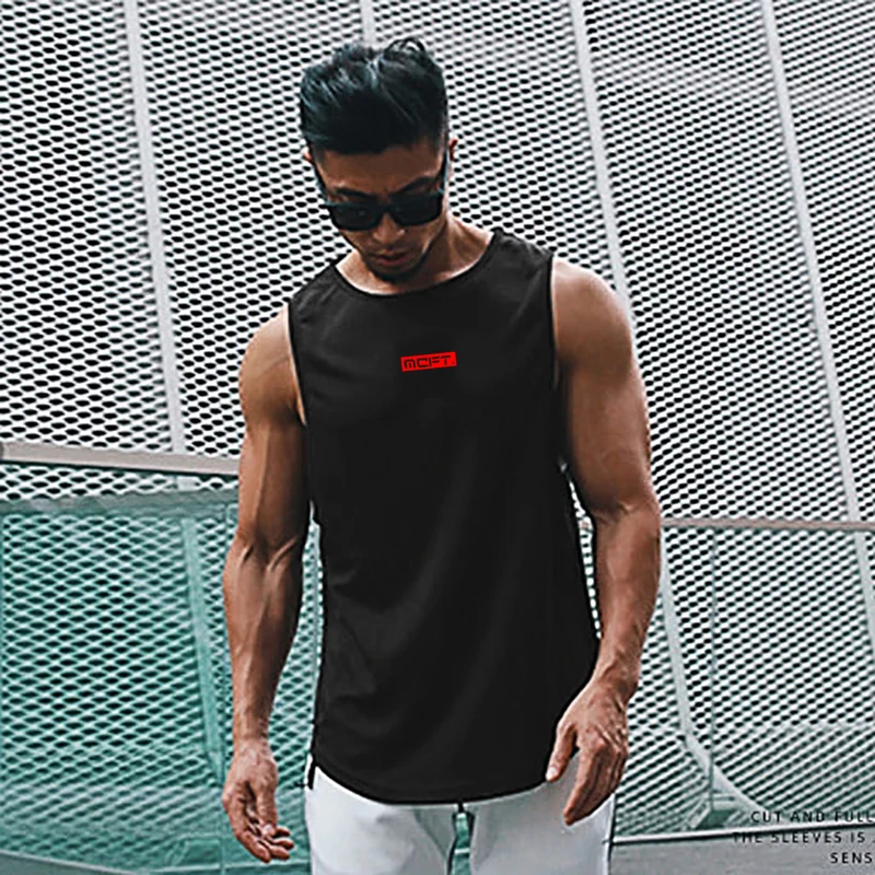 Summer Moisture Wicking Mesh Quick Dry Sleeveless Gym Fitness Tank Tops Men's Bodybuilding Running Sport Cool Feeling T-Shirt