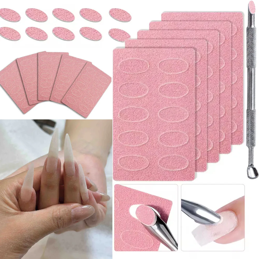 

5/10sheets Pink Self-Adhesive 180# Sandpaper Nail Cuticle Pusher Slant Heads Nail Art Pre Polishing Sandpaper Set Manicure Tools