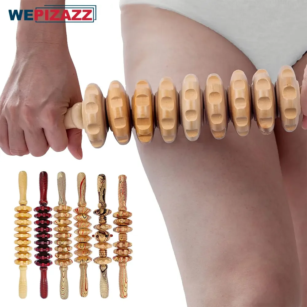 

Wooden Massage Roller Wood Therapy Massage Tools for Body Shaping, Anti Cellulite Fascia Massage Roller Gym Body Sculpting Tools