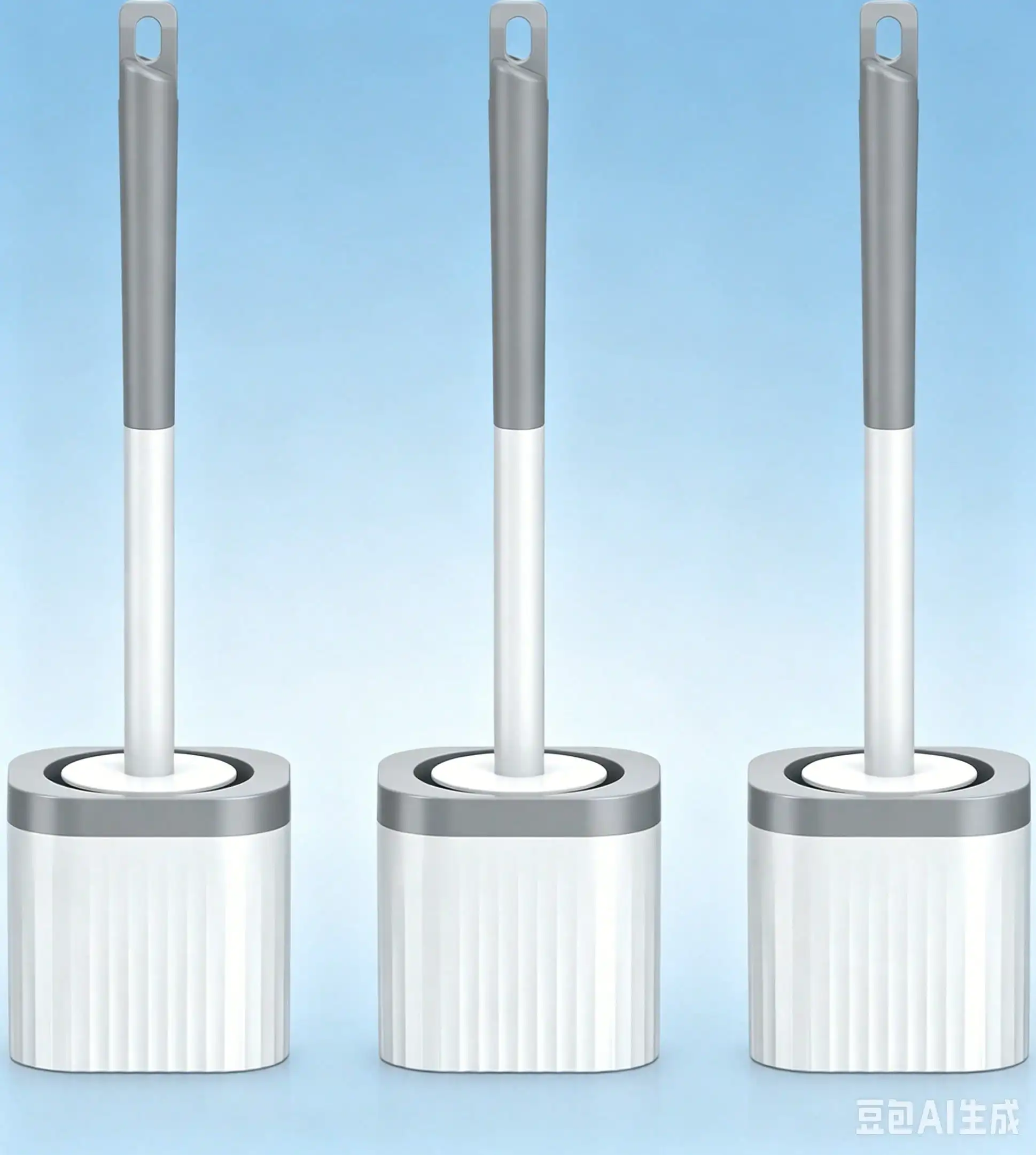 

Toilet Brush, 3 Pack Compact Toilet Bowl Brush And Holder Set With Nylon Bristles Toilet Cleaner Brush Hidden Toilet Scrubber Brush For Bathroom Cleaning, Grey & White