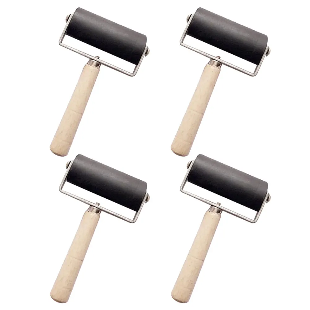 

4 Pcs 6cm Black Rollers Printmaking Supplies Ink Roller Crafting Art Tools Plastic Lightweight Durable H