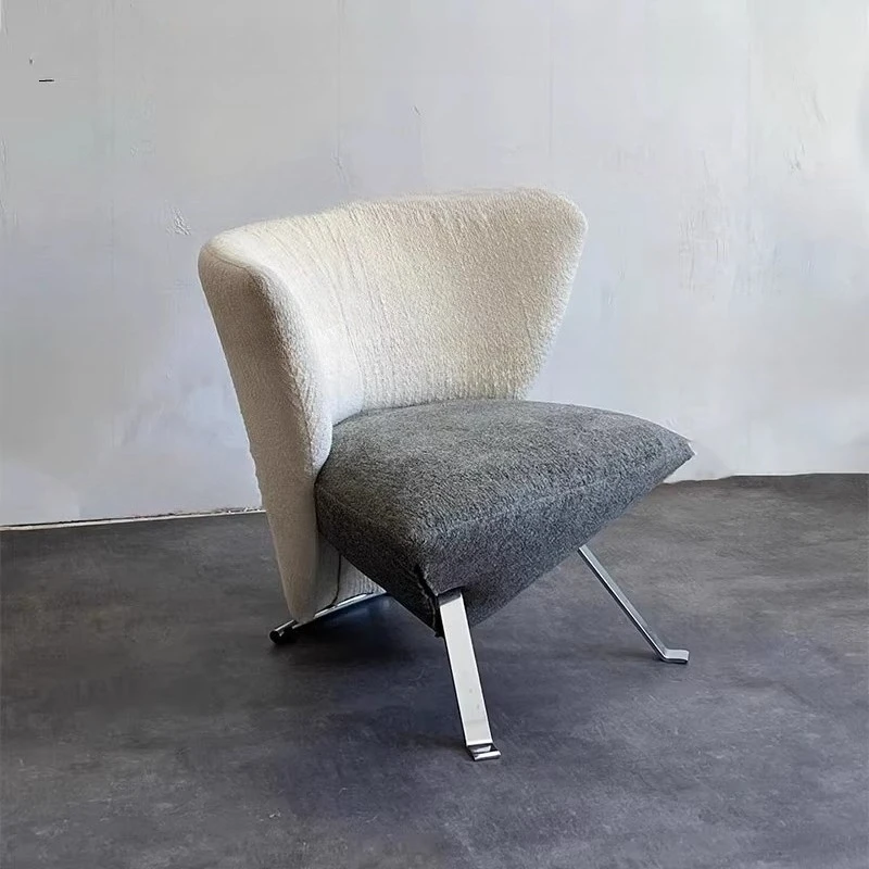 Negotiate leisure chairs, stainless steel art sofa chairs, small apartments, living rooms, hotel special-shaped chairs, soft bag