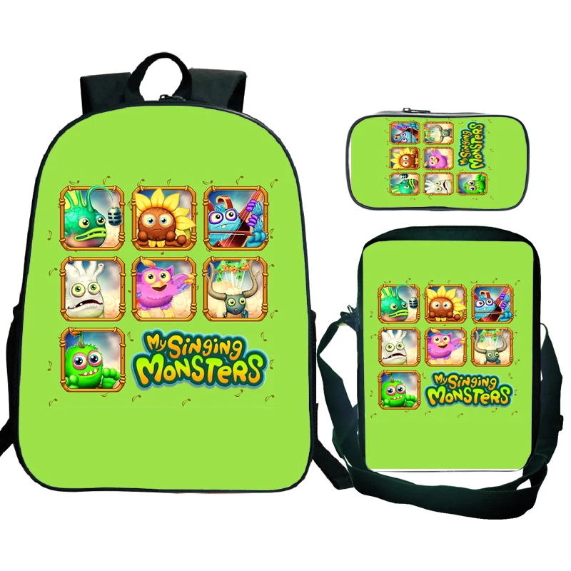 

3pcs My Singing Monsters Backpack Horror Game Kids Boys Girls Rucksack Children School Bags Eenager Laptop Backpack Travel Bag