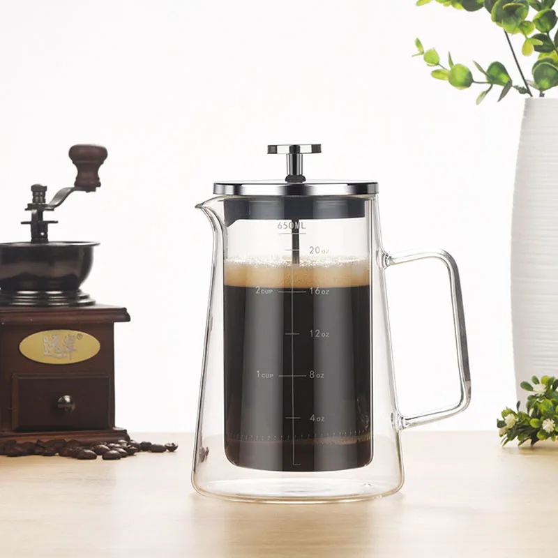 

350ML French Press Double Walled Insulated Filter Tea Brewer Glass Pot Coffee Maker Tool Coffeeware Accessories
