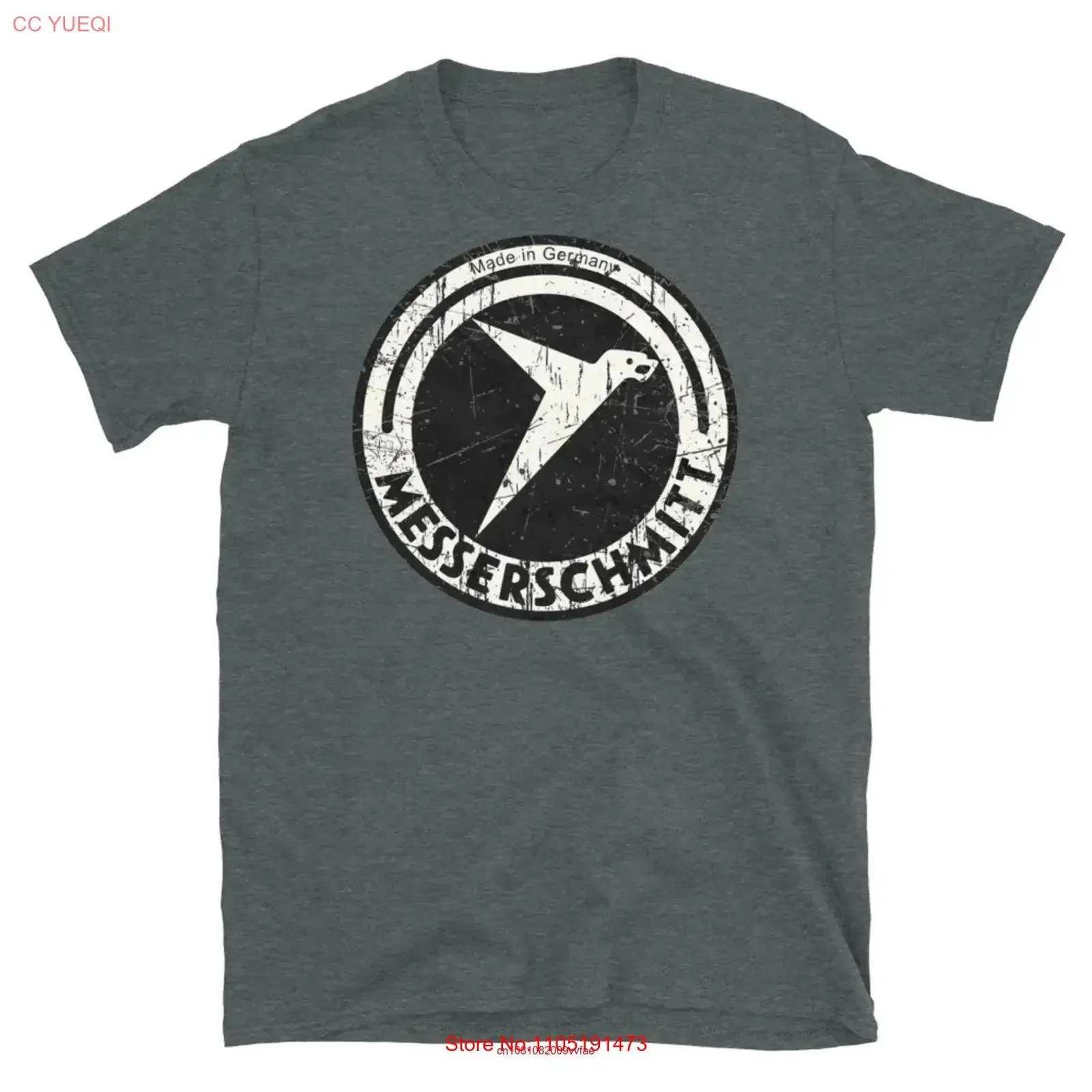 Camiseta Vintage de Alemania Messerschmitt Bf 109 WW2, ropa de calle lavada vintage para hombre, cómoda, versátil, estirada, gráfico suave