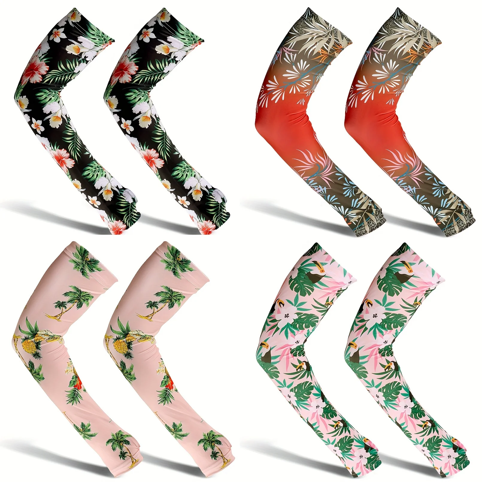 

Summer Tropical Leaves Farmers Gardening Defense Sleeves for Women,Sun Protection Arm Covers Arm Cooling Sleeves with Thumb Hole
