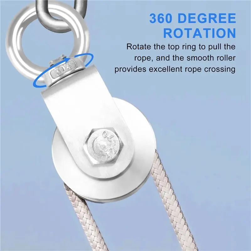 A20F-U Type Swivel Pulley 304 Stainless Steel Duplex Bearing Silent Detachable 360 Degree Rotation Heavy Duty Traction Wheel