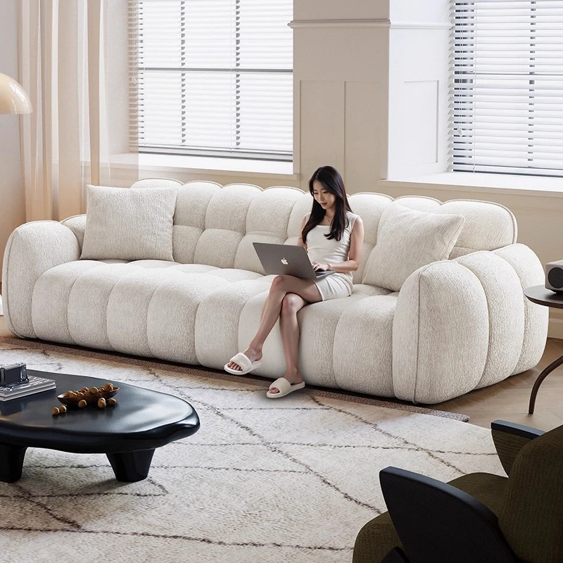 أرائك غرفة المعيشة على شكل سحابة لطيفة مقاس كبير على الطراز الصيني شرفة كريمية أرائك غرفة المعيشة البيضاء الرخيصة تصميم منزلي Sillon Cama