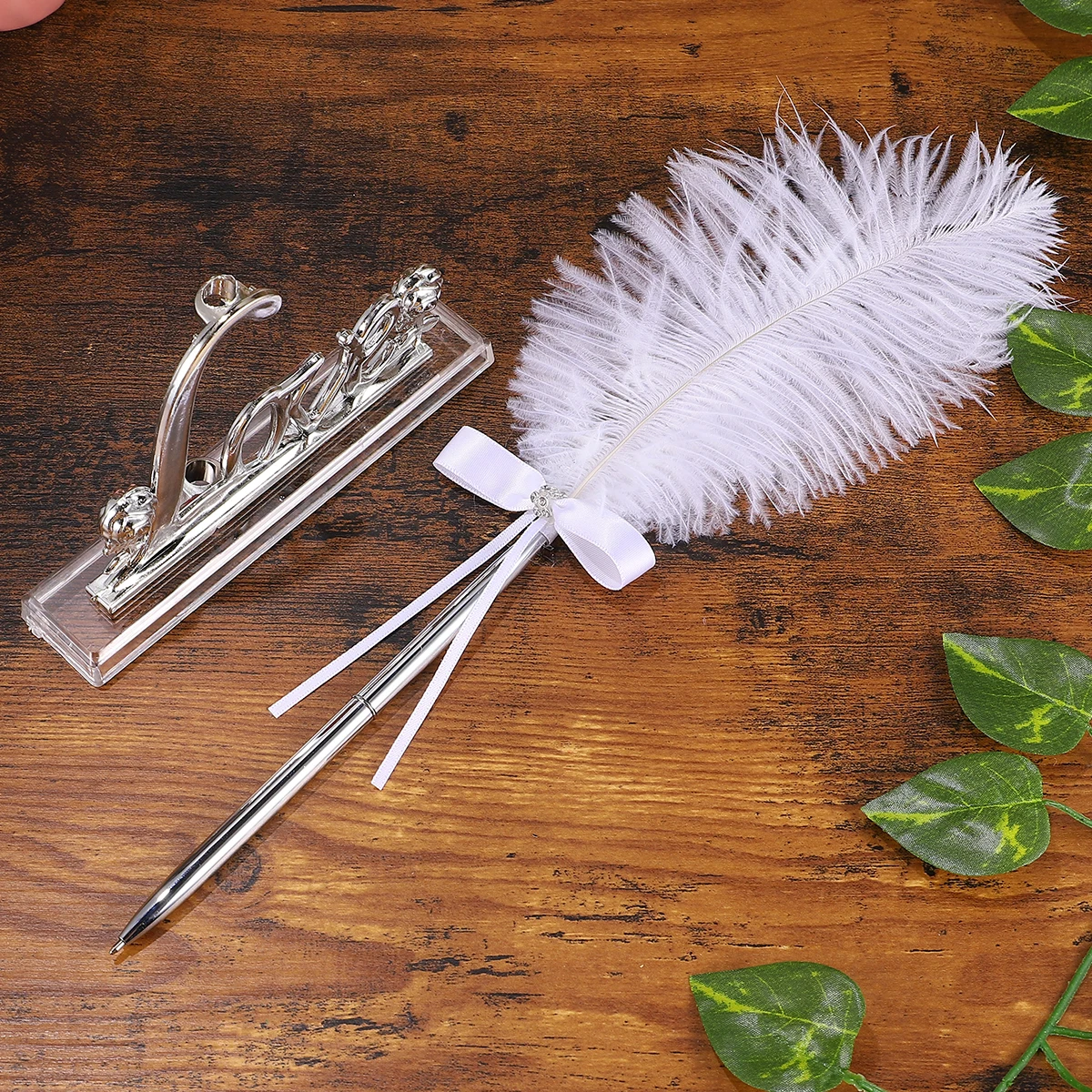 

Metal Wedding Signing Pen Silver 1 Base Love English Letter Design Chic Romantic Guest Book Pen Party Anniversary