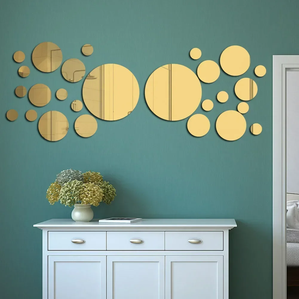 Mirror Wall Stickers 26X Easily Removable Mural Home Room DIY Decor Removable 3D Mirror Wall Stickers Circle Decal Art Brand New