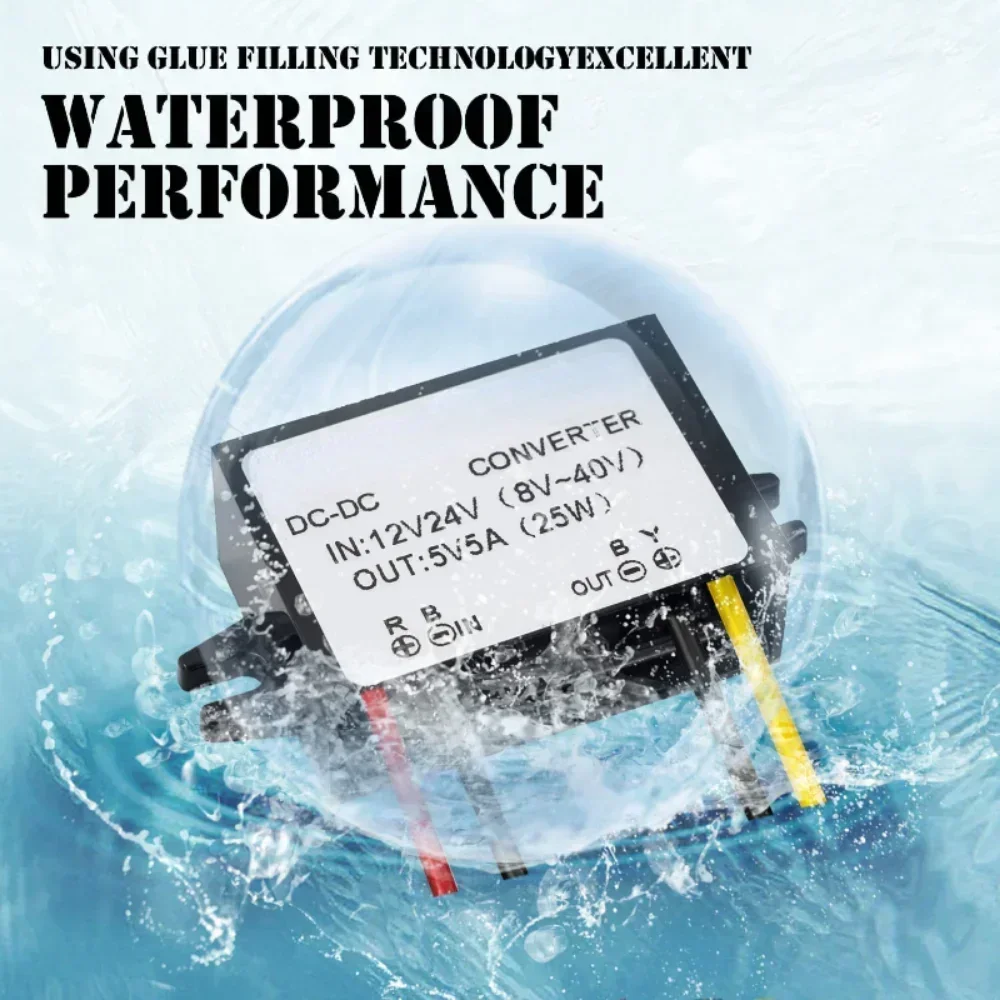 DC 12v 24v to 5v 5A 10A Step Down Converter Regulator Power Adapter Reducer for Car Electronics Truck Vehicle Boat Solar System
