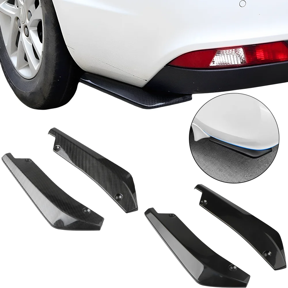 2 PCS Rear Bumper Lip Splitter, Carbon Fiber Look, Scratch Resistant Edge Guard, Screw-On, for Sedan SUV Hatchback, Sport Style