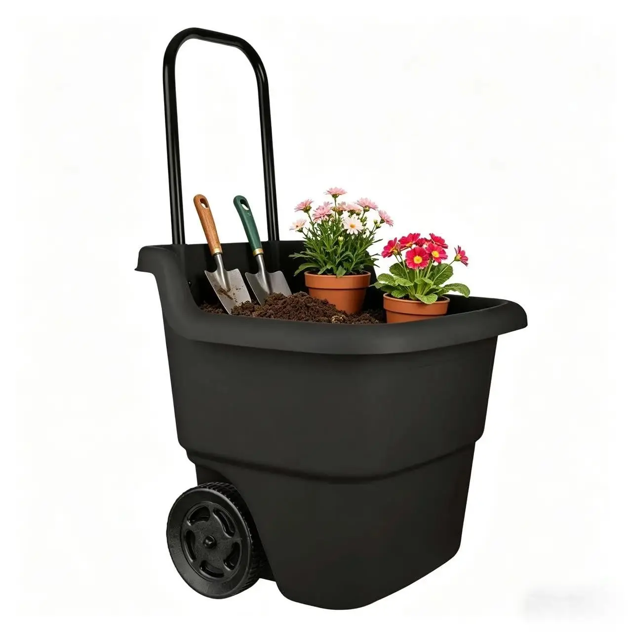 15-Gallon Wheeled Multi-Functional Garden Utility Cart | 7-inch smooth rolling wheels, built for yard gardening &