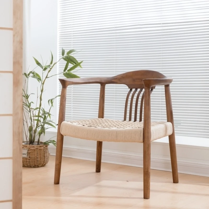 35Cm tea drinking rattan low chair back chair balcony casual solid woodshort short small