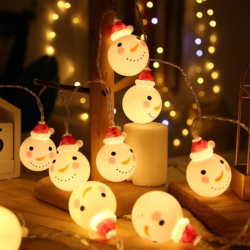 Outdoor LED Snowman String Light, Decoração Do Jardim De Natal, Decoração De Iluminação Do Feriado, Decoração Do Casamento, Durável, 1.5m, 10 Lâmpada