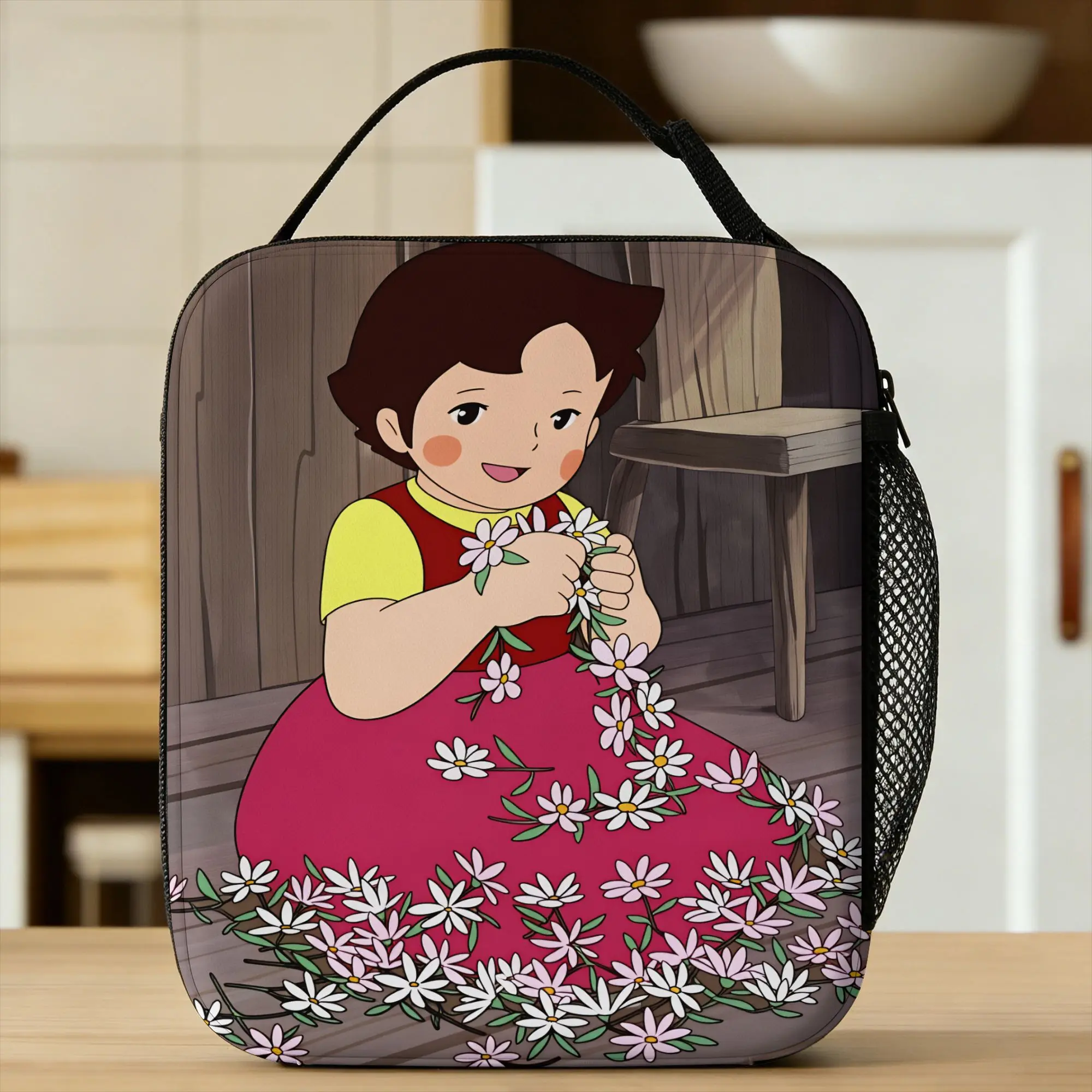 Happy Heidi Lunch Bag  School Lunch Box For Girls Funny Custom Tote Food Bags Waterproof Portable Insulated Cooler Bag