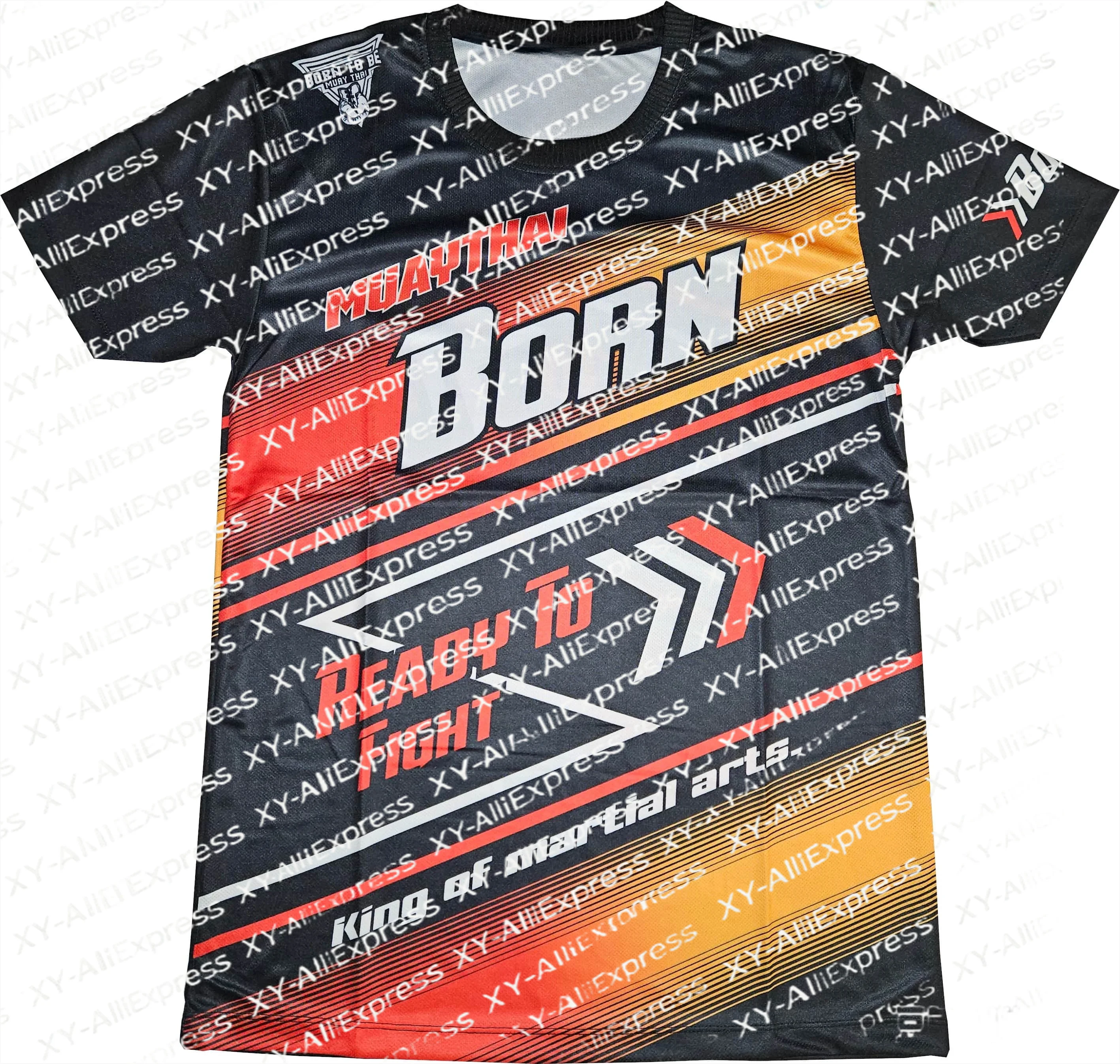 Men Muay Thai Quick-Dry Short Sleeve T-Shirt, Combat Training Tee, King Martial Arts Sports Top Breathable Workout Fitness Shirt