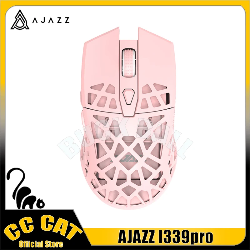 

Ajazz I339pro Mouses Hollow Out 2.4G Wireless Type-C 2 Mode Mice Lightweight 16000DPI PMW3338 Macro Pink RGB Office Gaming Mouse