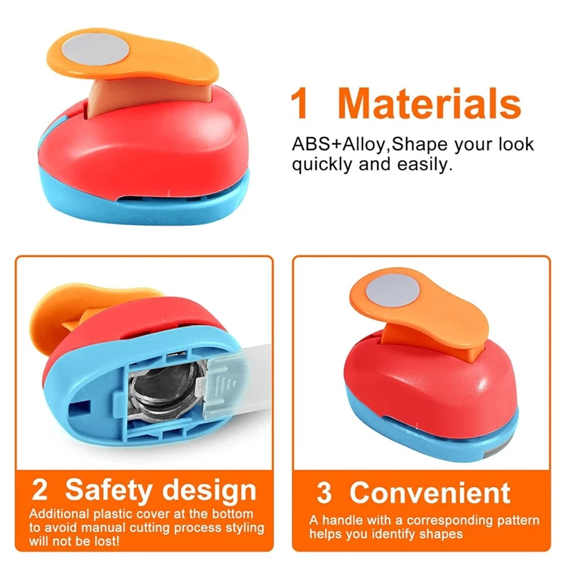 เครื่องเจาะวงกลมงานฝีมือกระดาษ - เครื่องตัดวงกลม 6 ขนาด รวมถึงเครื่องเจาะวงกลมขนาด 3 นิ้ว สีสุ่ม สําหรับงานฝีมือ