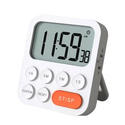 New LCD Digital Timer 12/24H Format Time Display Home Magnetic Kitchen Cooking Baking Countdown Stopwatch Study Sleeping Timer