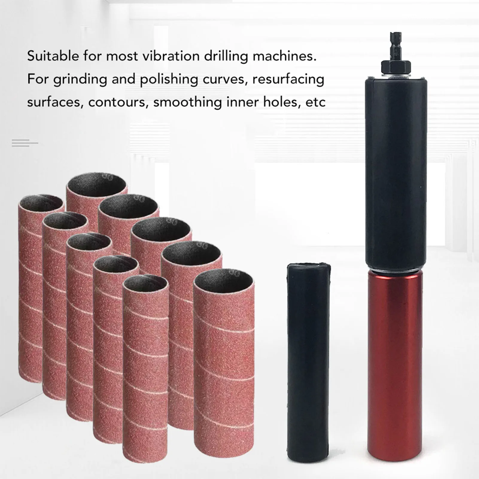 Metal Sanding Drum Mandrel Red Cylindrical Sanding Drum Adapter Surface Grinding Drill Compatible Spindle Sander Adapter