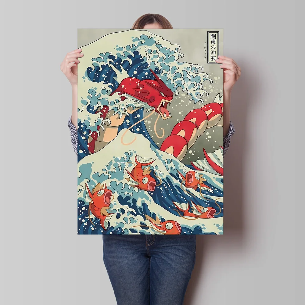 

Hot Anime Pokemon Selling Gyarados Classic Posters Canvas Wall Art Modern Home Living Room Decoration Paintings Friends Gifts