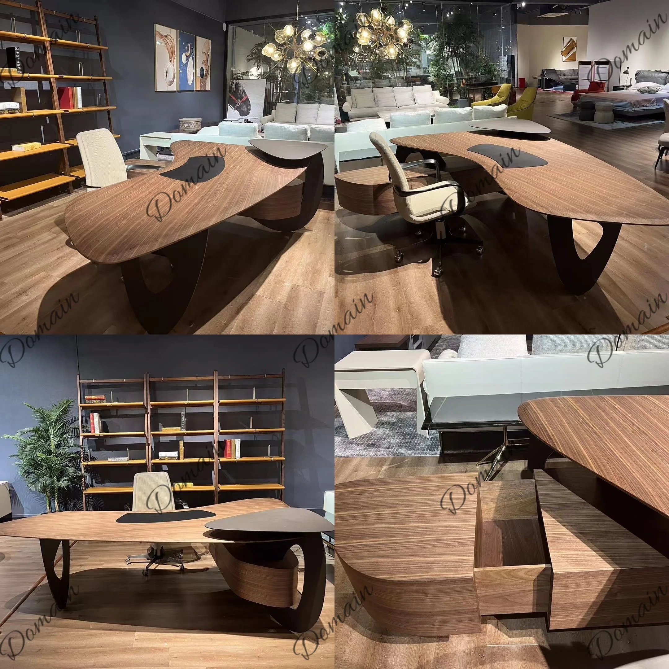 New Solid Black Walnut Irregular Desk Legs Executive Office Desk High-End Furniture Combination