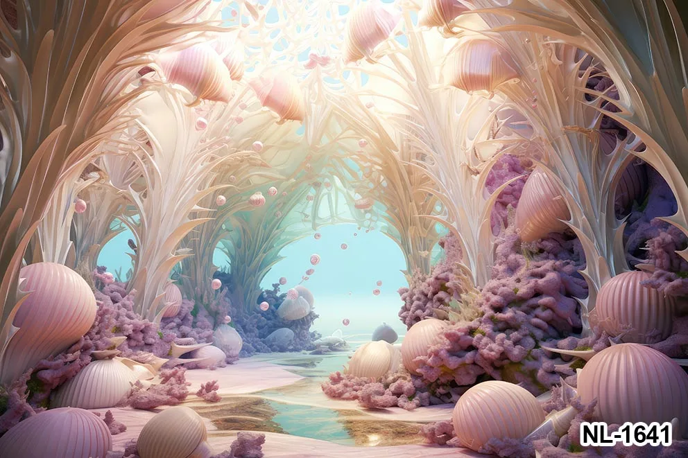 Fondo de fotografía de concha de verano para niños, fondos de algas marinas, Océano, estrella de mar, decoración de fiesta de cumpleaños de bebé, pastel Smash