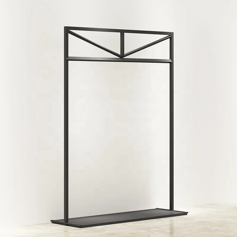 customized.Retail Clothing Store Black Display Rack Shop Child Wall Mounted Clothing Display Rack