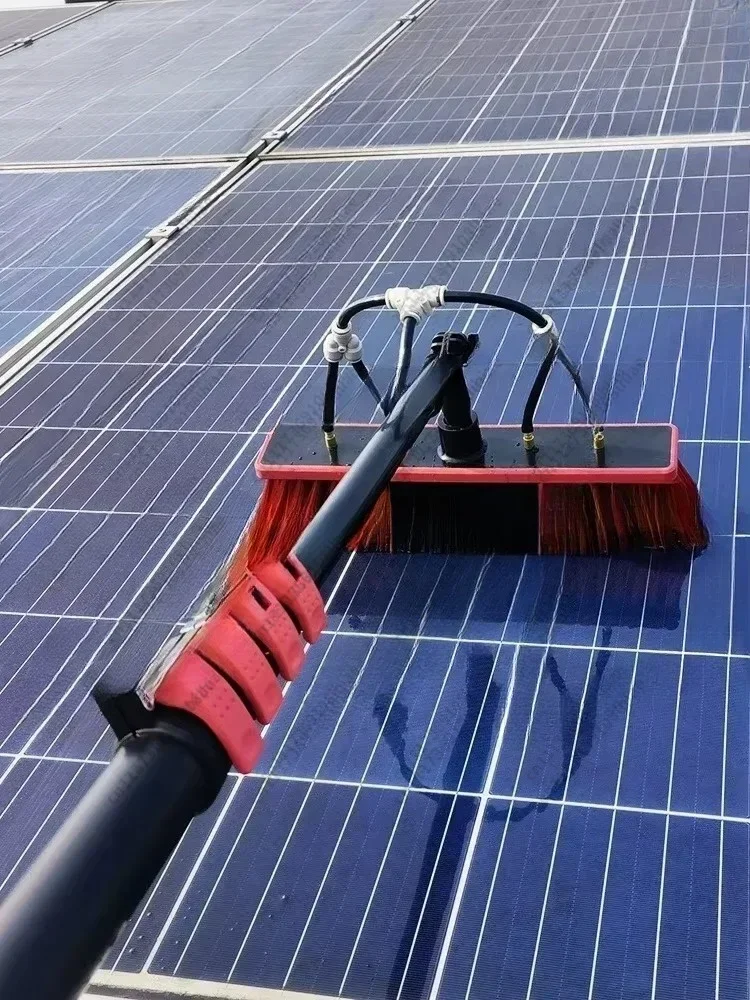 Window Cleaning Brush Telescopic Rod Photovoltaic Panel Cleaning Brush Water Spray Flow-through Brush