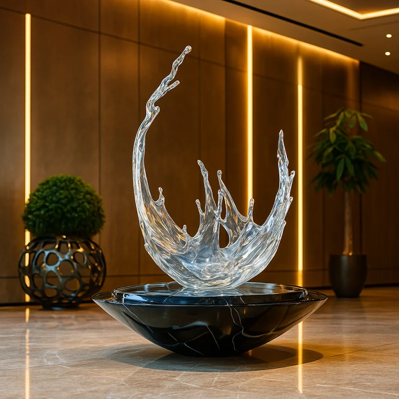 custom.JingYue Custom Modern Transparent Splash Art Sculpture Hotel Lobby Home Decorative Ornament