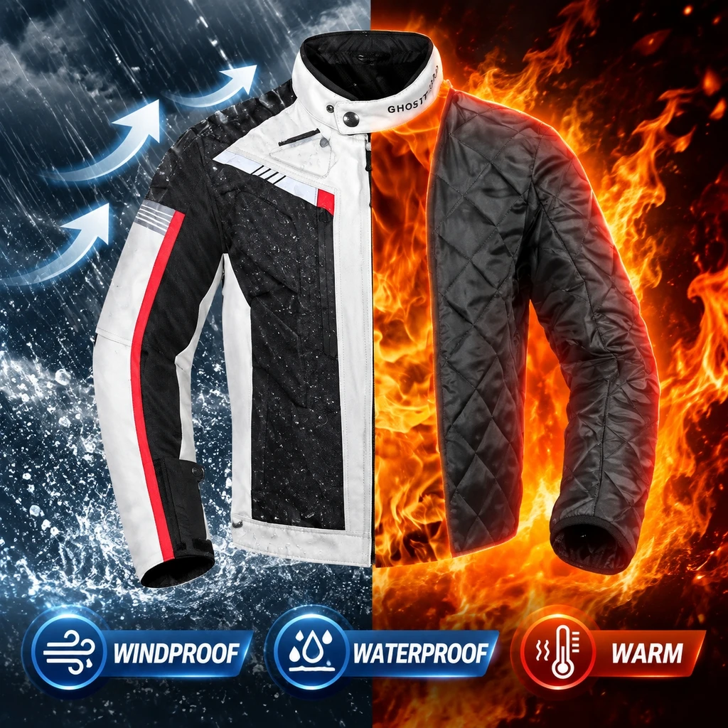طقم سترة وبنطلون لركوب الدراجا - مراجعة Motorcycle Jacket Thermal Liner وسعره