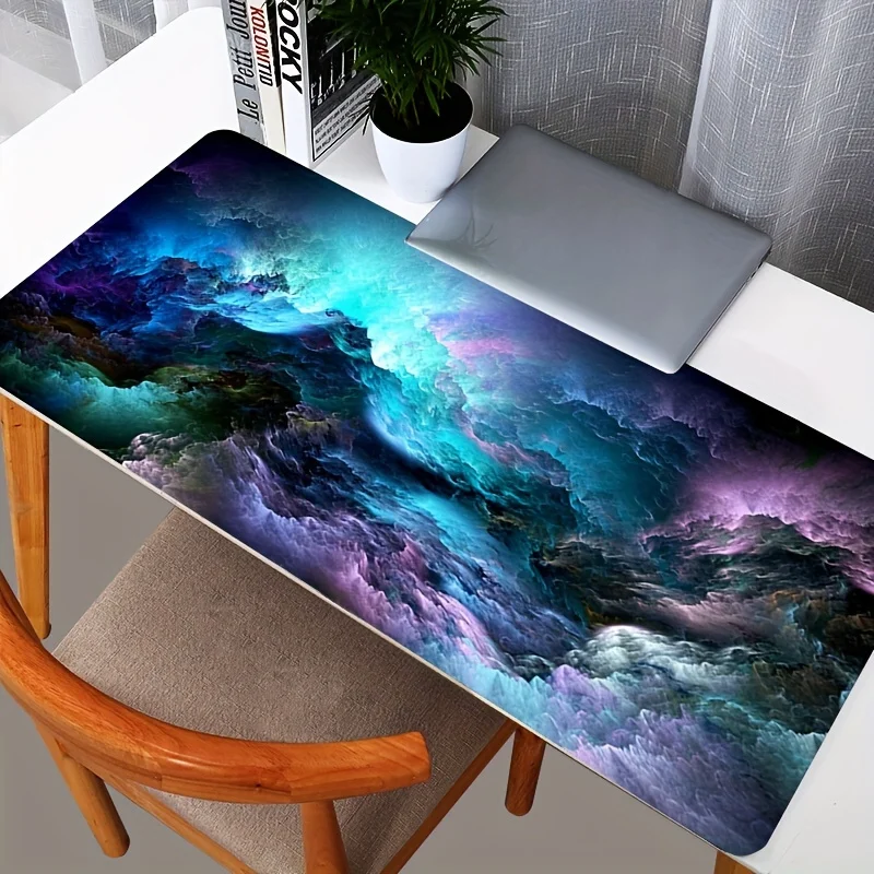Space Galaxy Mousepad Office Computer Blue Gaming Keyboard Mat Notebook Anti-Slip Locking Edge Desk Pad Soft Rubber Table Mats