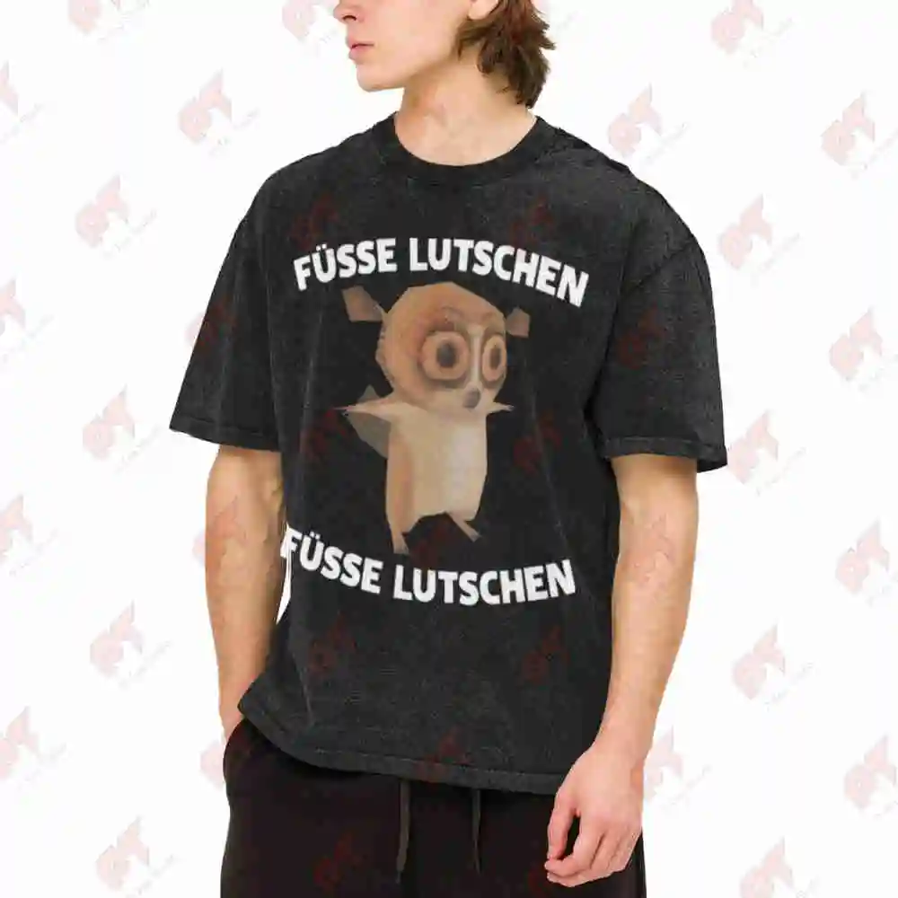 Feet Lutschen Lemur Meme Vintage Washed Tee Pure Cotton T-Shirt