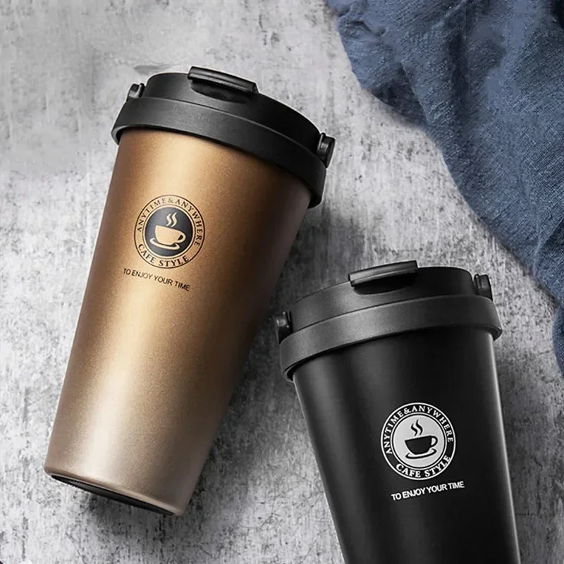 

500ml Insulated Travel Coffee Cup Double Wall Leak-Proof Thermos Mug Vacuum Stainless Steel Tea Tumbler with Lid and Handle Uber