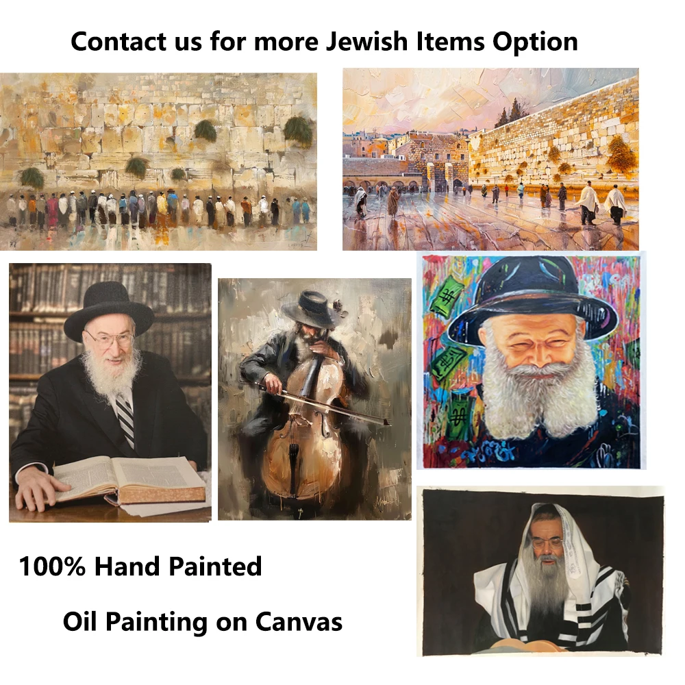 Gold Jewish Canvas Art Kotel Abstract Oil Painting Handmade Jerusalem Artwork Holy City Modern Living Room Decor Large Textured