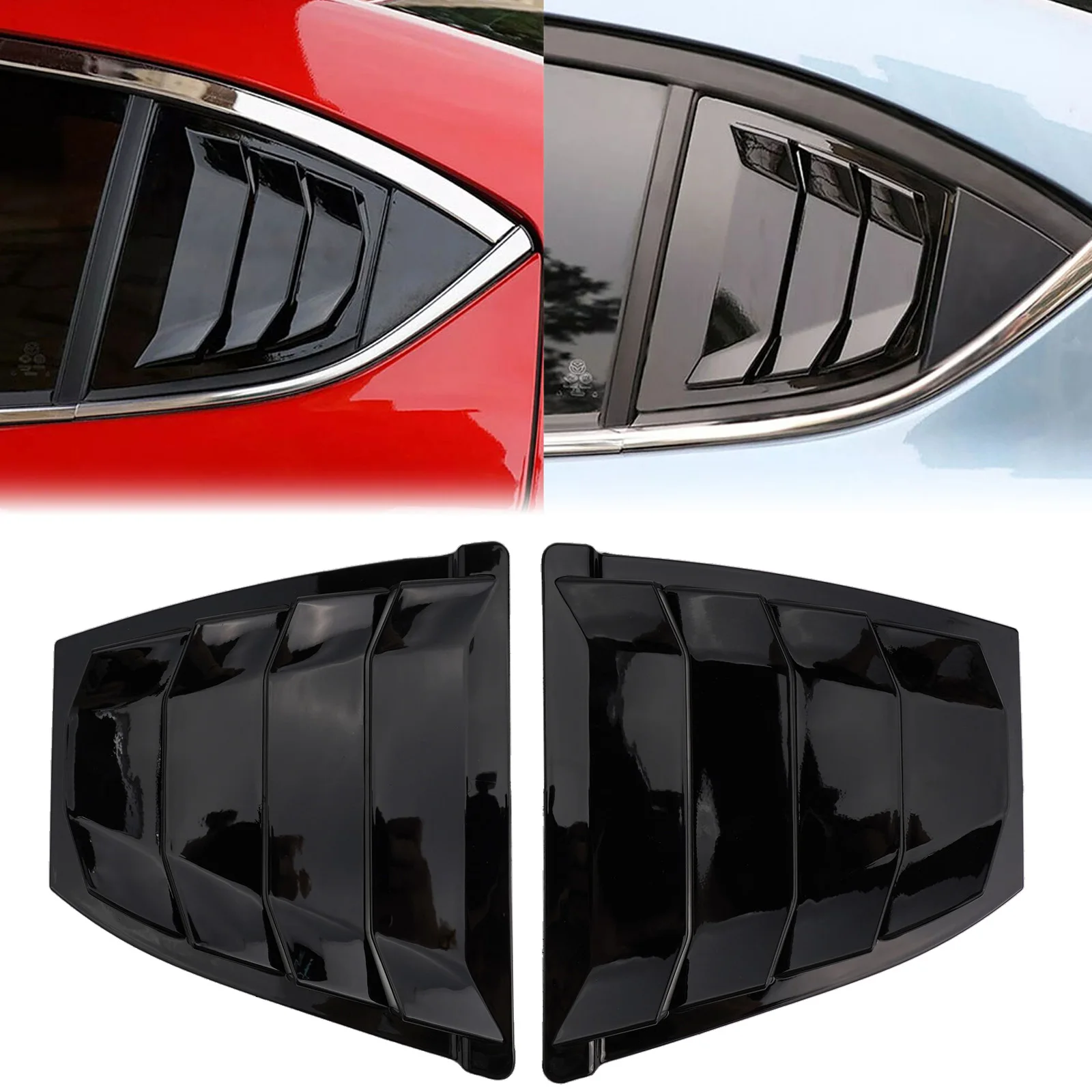 Quarter Louver Trim Car Rear Door Louver Carbon Fiber Finish Easy Installation Gloss Black Finish High Reliability