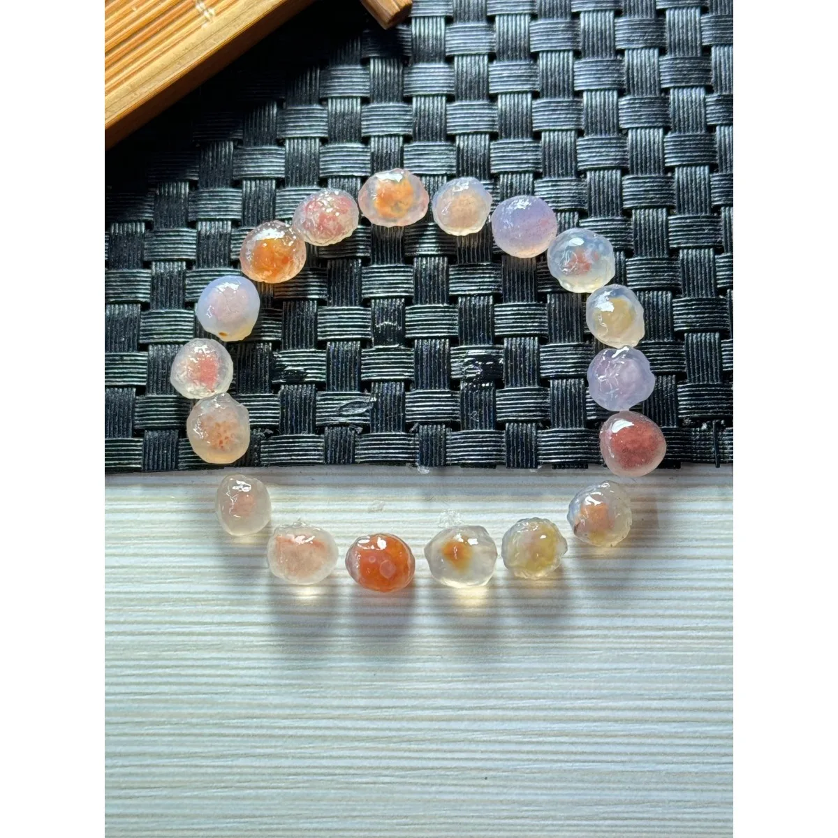Genuine Stone Jade Tone Alashan Agate, 5pcs Glass Vial Display, 10-15mm Unpolished, Vase Filler-Candy Agate