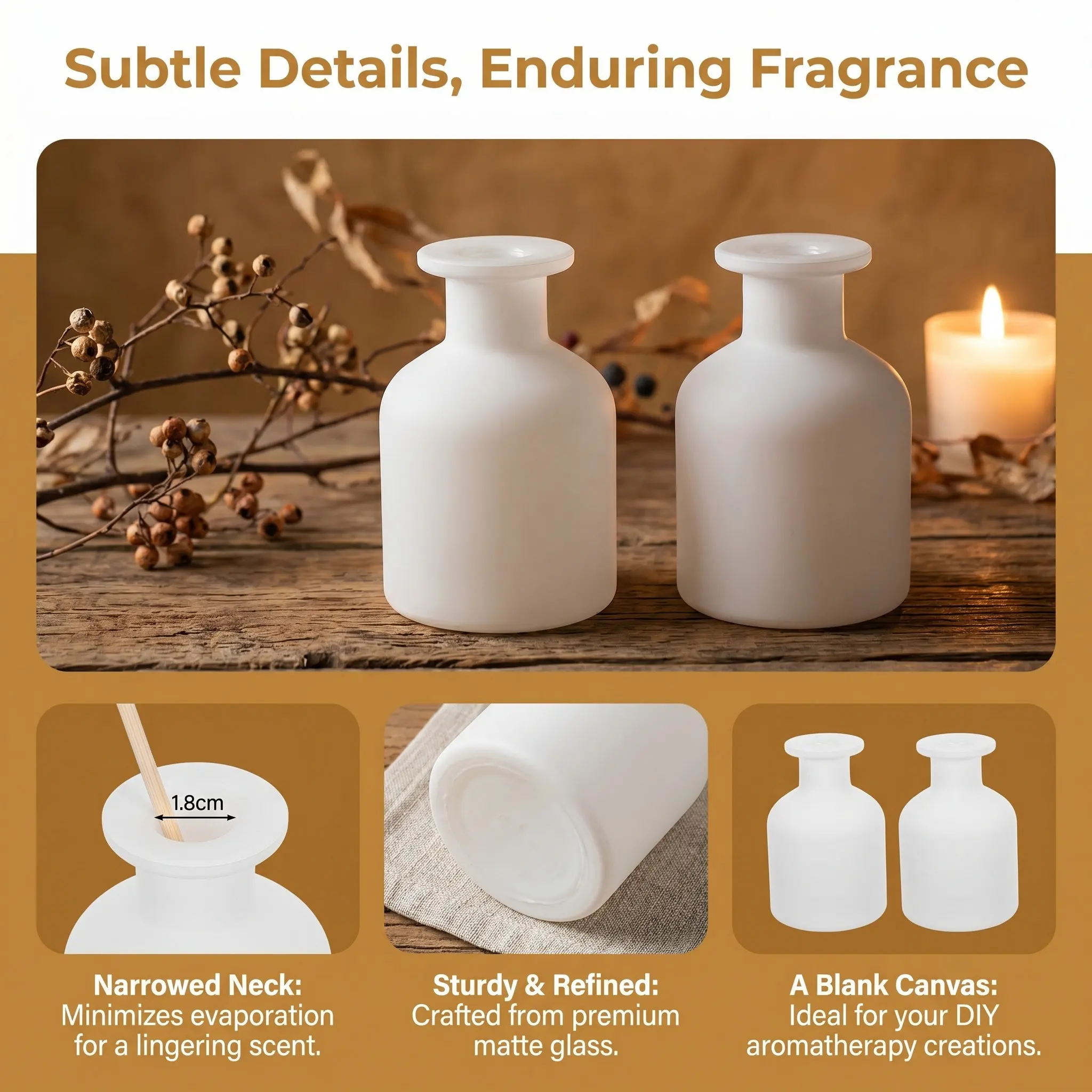 2Pcs Refillable Glass Aromatherapy Bottles 150Ml Decorative Essential Oil Diffuser Jar Round Diffuser Glass Bottle for Home