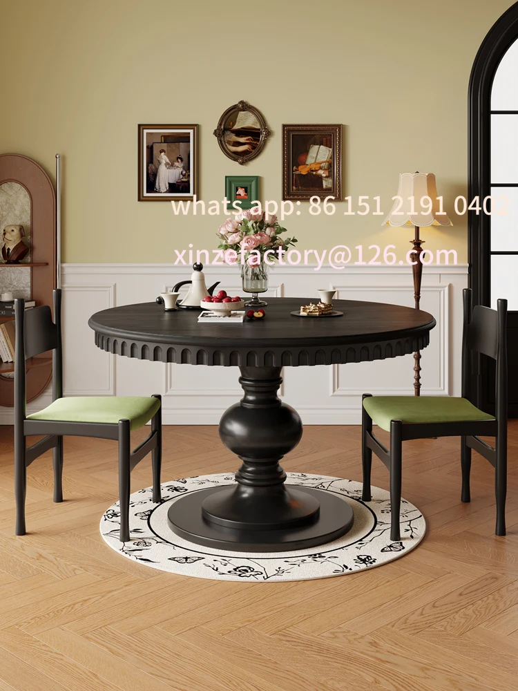 طاولة طعام وكراسي مستديرة من الخشب الصلب قابلة للتخصيص في العصور الوسطى #1