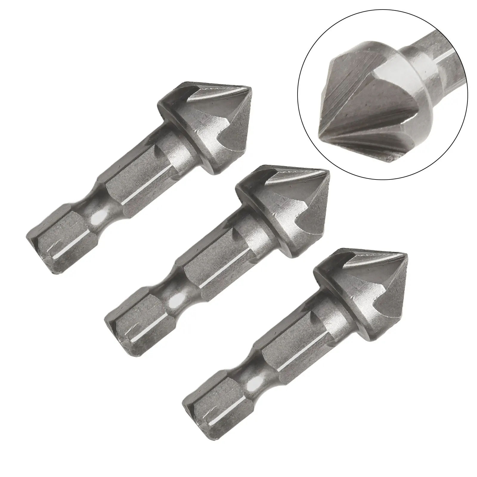 Broca de 6 flautas, broca para quitar rebabas, perforación para carpintería, corte rápido, Color plateado, tamaño 36*12,7mm, agujeros de 90 grados