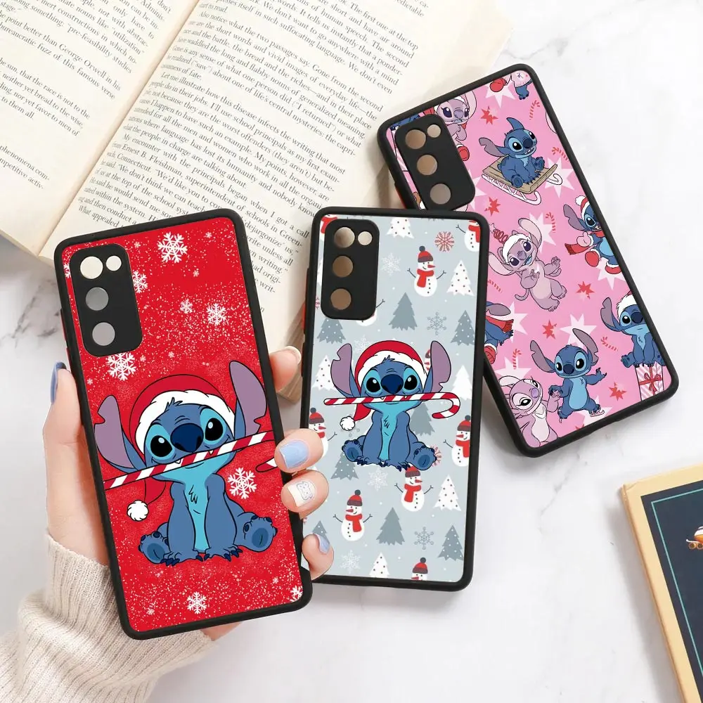 Phone Case For Samsung Galaxy A56 A55 A54 A52 A17 A07 A06 A36 A32 A34 A25 A26 A72 A73 Matte Cover Christmas Stitchs With Snowmen #1
