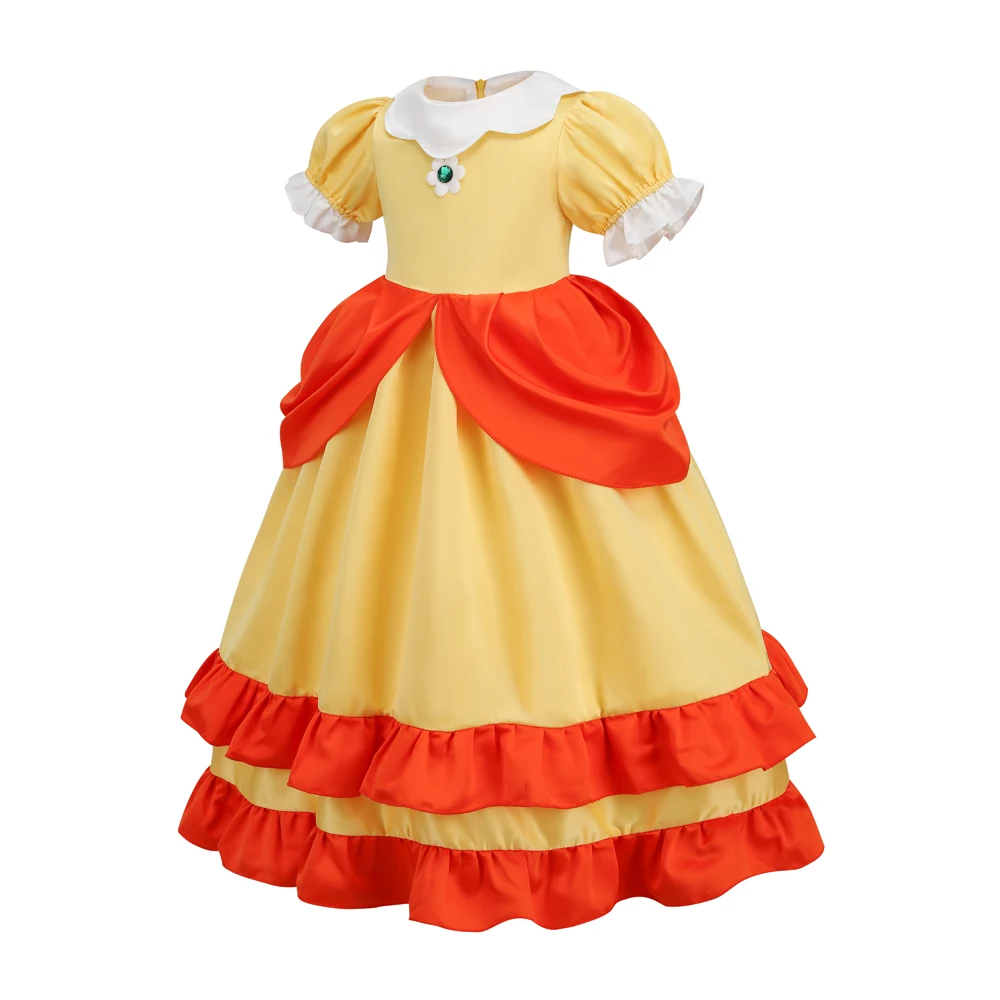 Daisy Costume For Grils Cartoon Movie Cosplay Kids Orange Party Outfits 2-10 Years Halloween Fancy Clothes