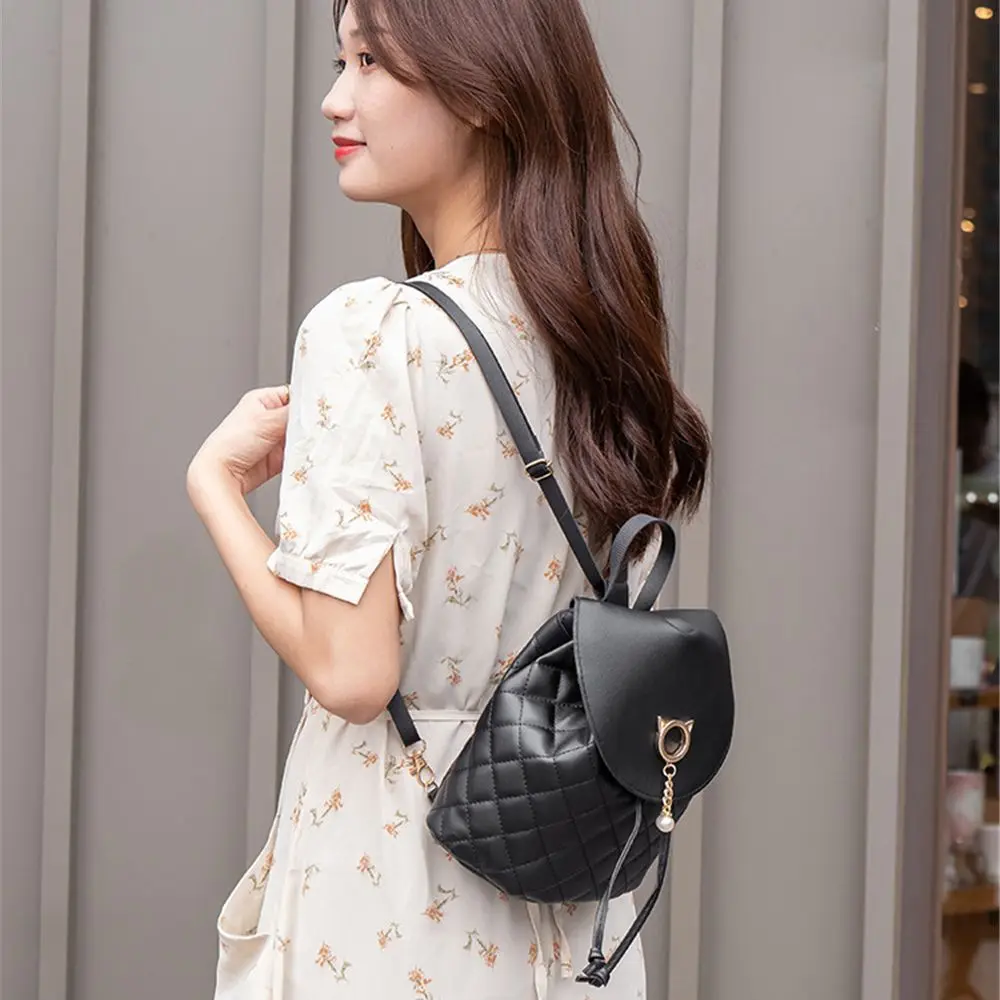 Fashion Women Mini Backpack PU Leather Cute Children Small Drawstring Backpacks Casual Student Bookbags