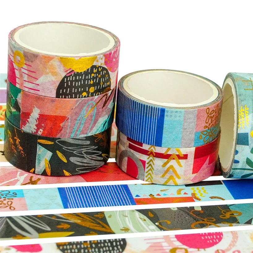 10 Rolls Gold Foil Cute Washi Tapes Scrapbooking Supplies Cinta Adhesiva Decorativa School Supplies Stationery Masking Tape