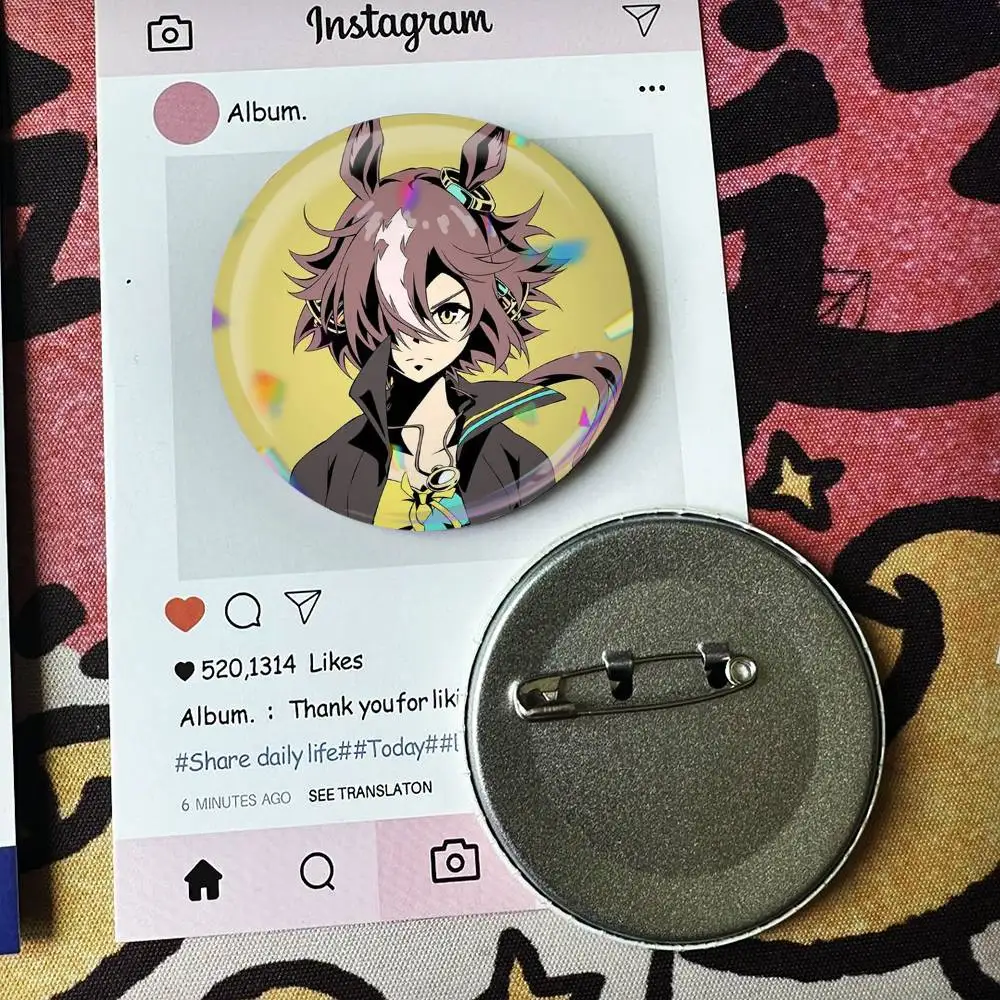 Vodka Hot Anime Umamusume  Laser Badge Creative Pins Brooch for Bag Clothes Hat Decor Gifts Fans Collect