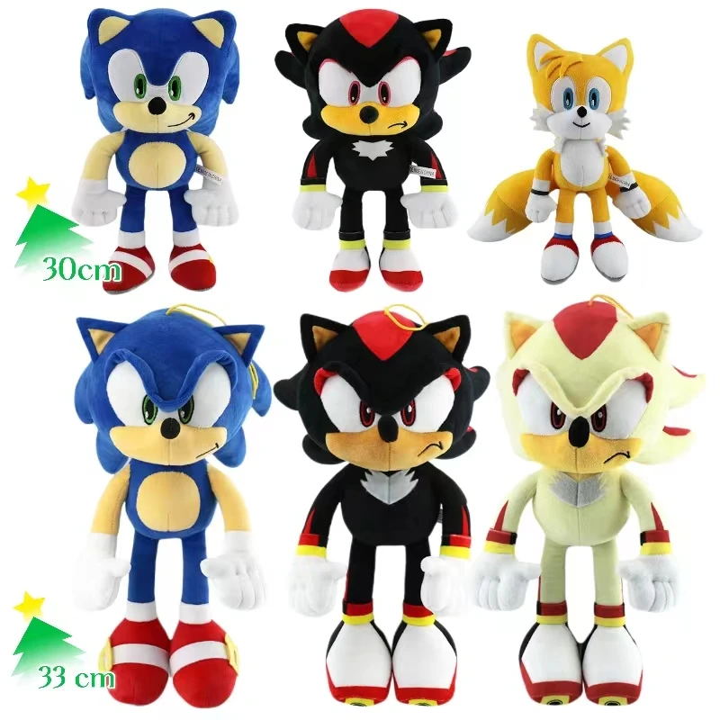 High quality Sonic Plush Toy 30-33cm The Hedgehog Sonic Knuckles Tails Cute Cartoon Soft Stuffed Doll Birthday Gift for Children