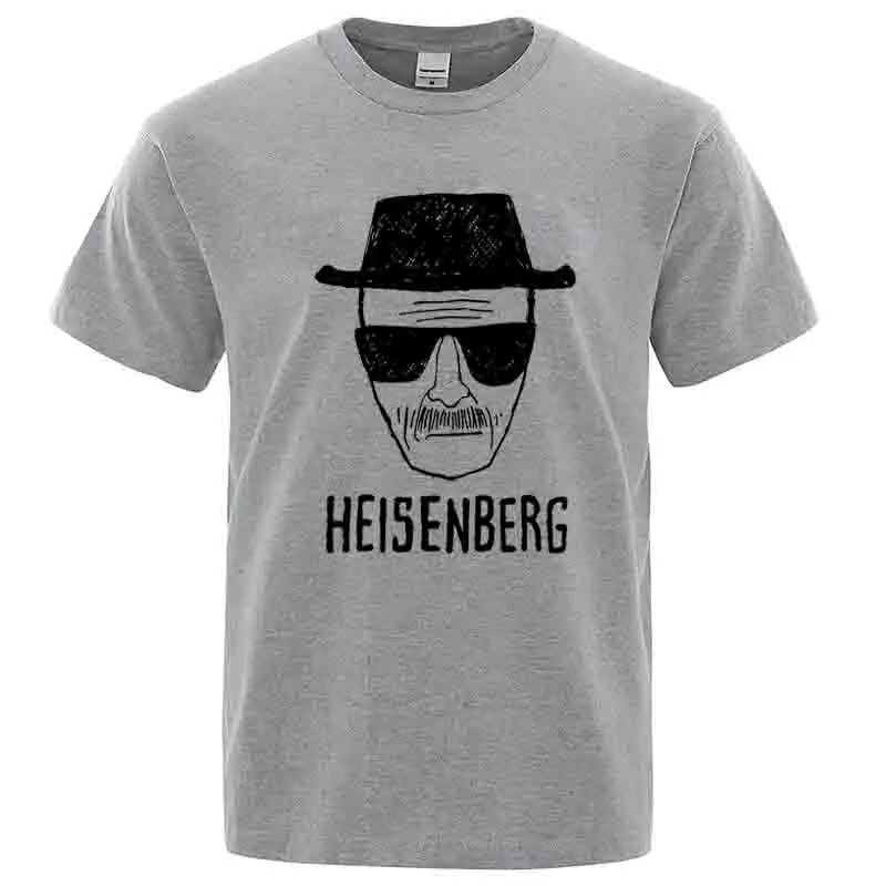 Men Fashion Casual Top Quality Short Sleeve Cotton Blend Loose Heisenberg PrintedTshirt Casual Mens Tshirt Cool Summer Men Tops